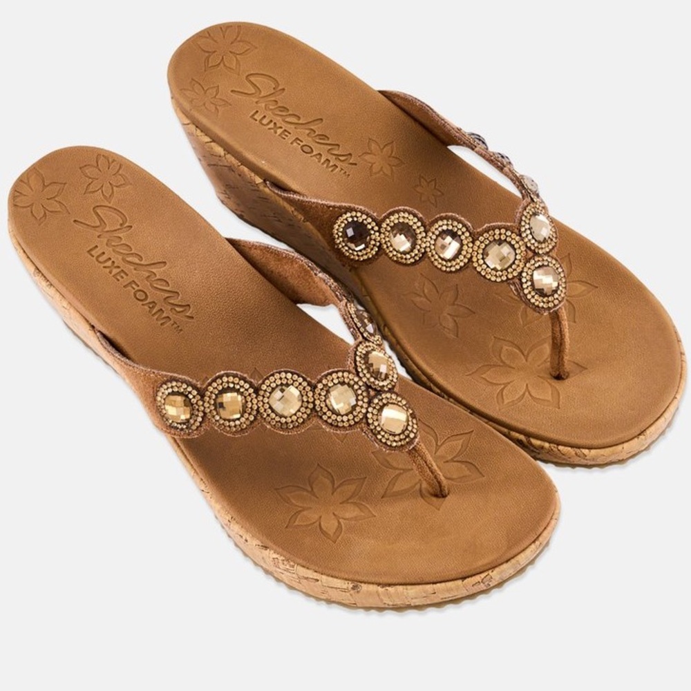 SKECHERS Cork Style Wedge Thong Sandal - Picture 13 of 15